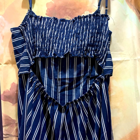 Pinstripe Jumpsuit- Navy and White - Picture 6 of 9